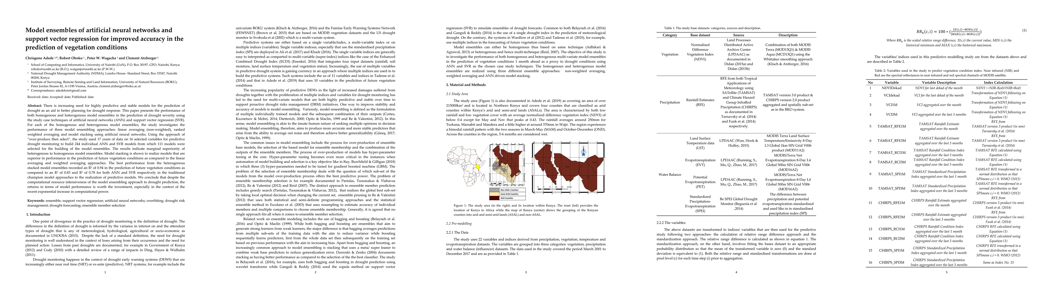 Thumbnail for Model ensembles of artificial neural networks and support vector
  regression for improved accuracy in the prediction of vegetation conditions