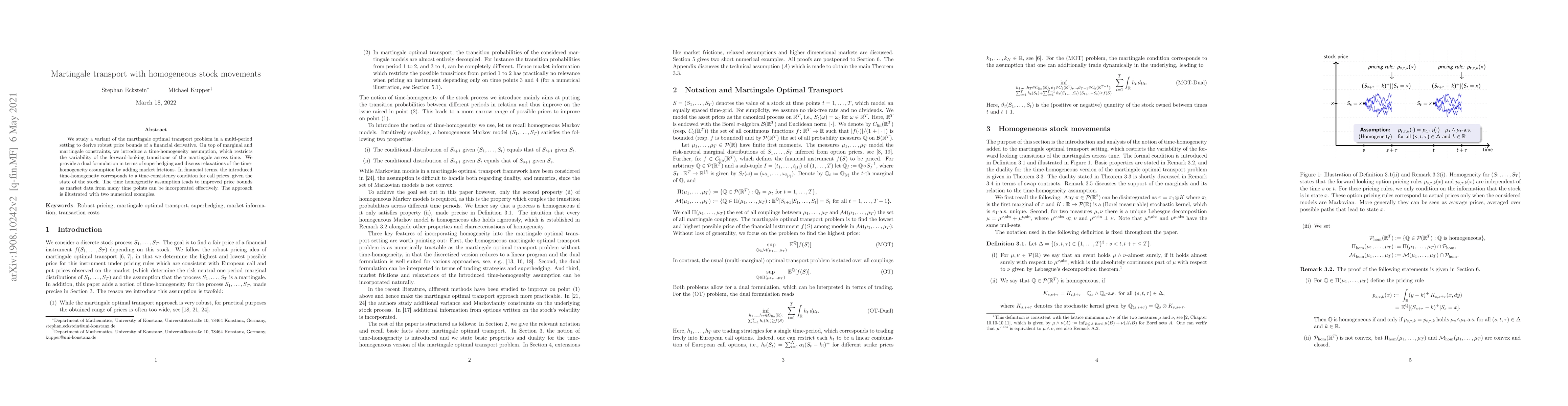 Thumbnail for Martingale transport with homogeneous stock movements