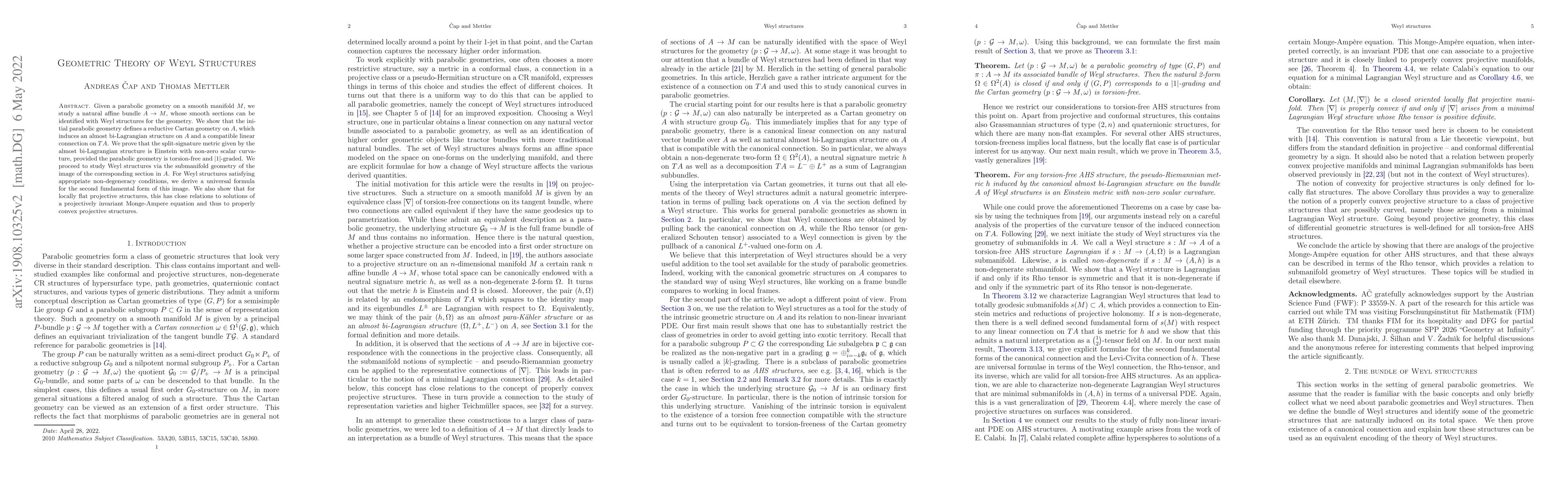 Thumbnail for Geometric Theory of Weyl Structures