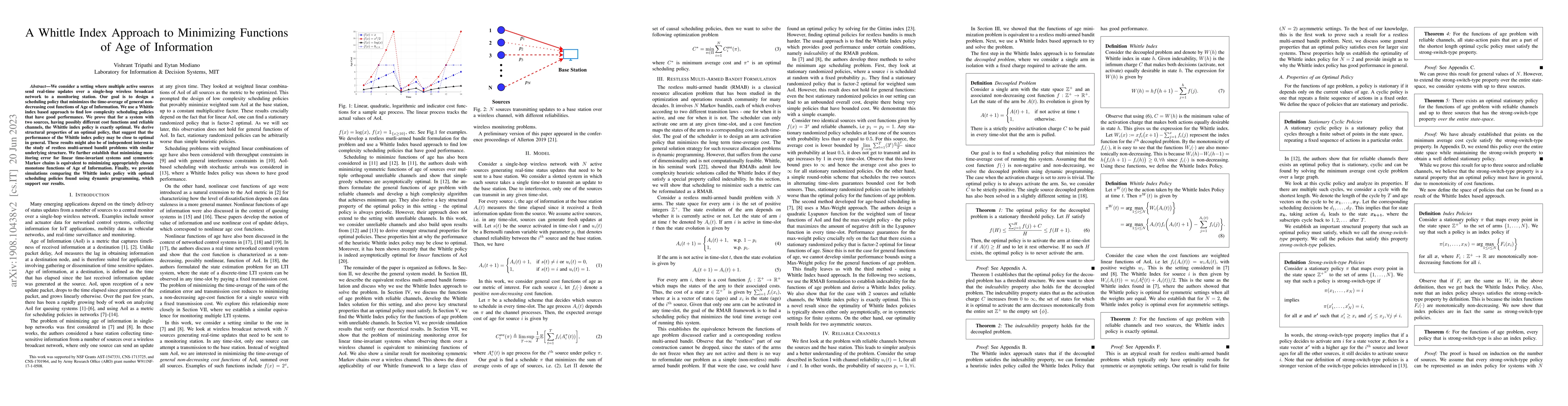 Thumbnail for A Whittle Index Approach to Minimizing Functions of Age of Information