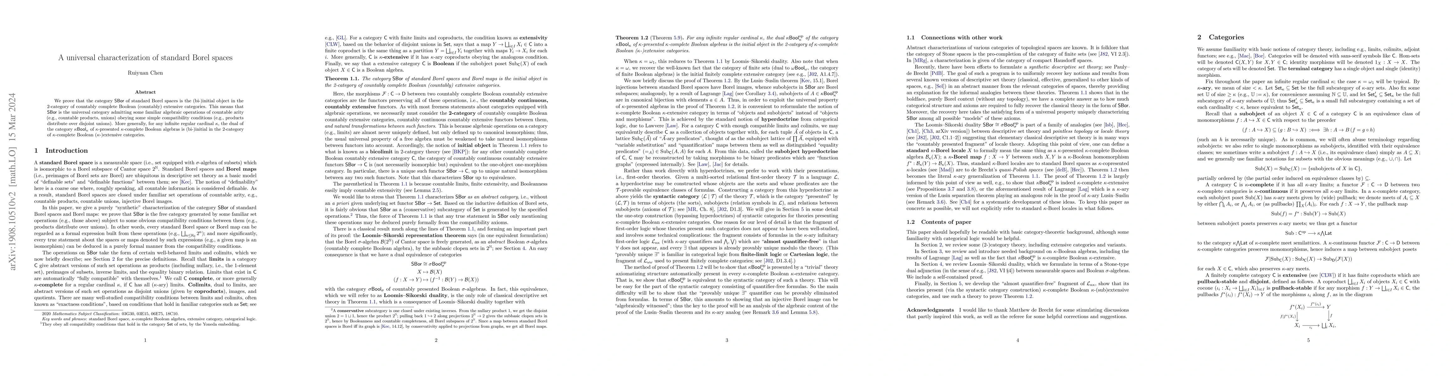 Thumbnail for A universal characterization of standard Borel spaces