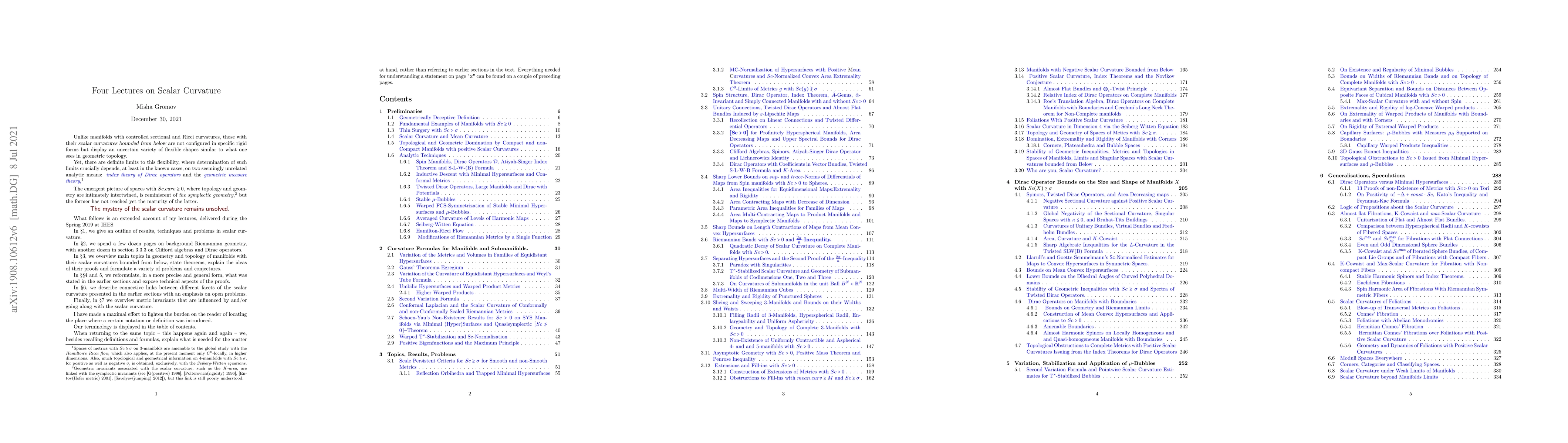 Thumbnail for Four Lectures on Scalar Curvature