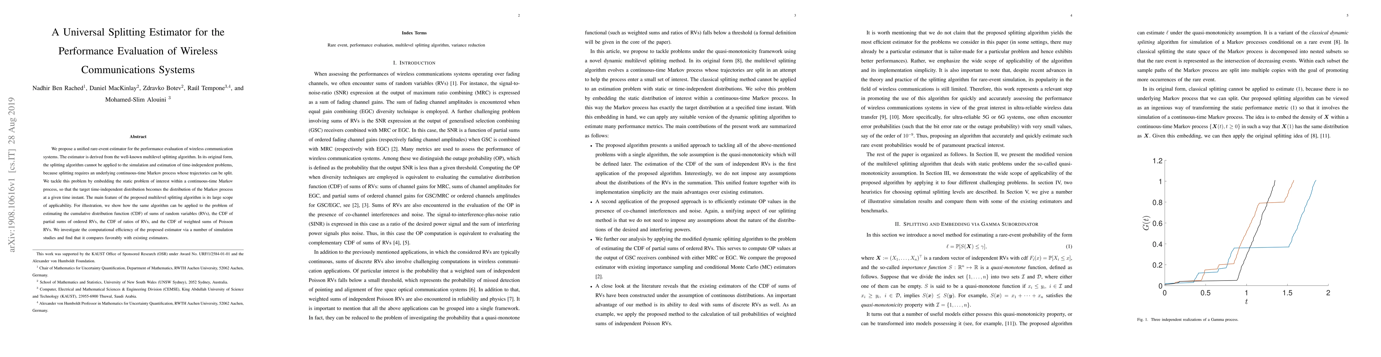 Thumbnail for A Universal Splitting Estimator for the Performance Evaluation of
  Wireless Communications Systems