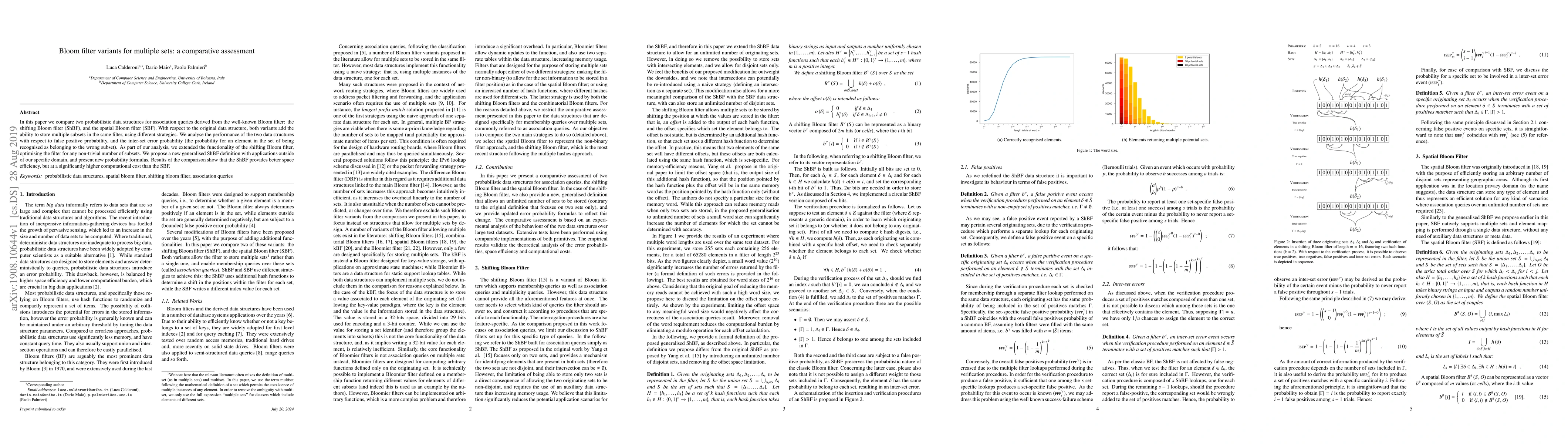 Thumbnail for Bloom filter variants for multiple sets: a comparative assessment