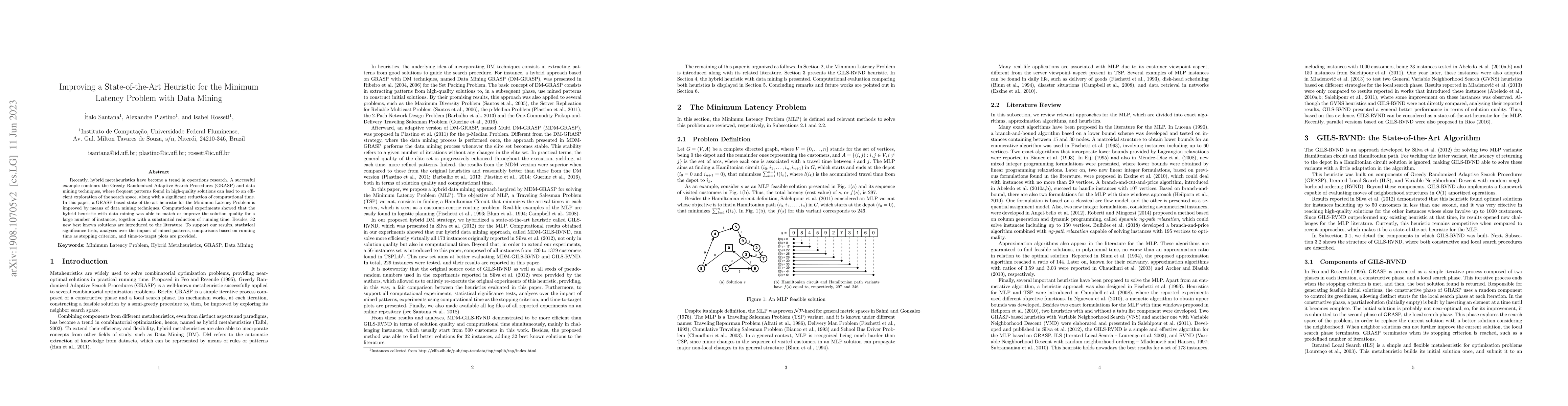 Thumbnail for Improving a State-of-the-Art Heuristic for the Minimum Latency Problem
  with Data Mining