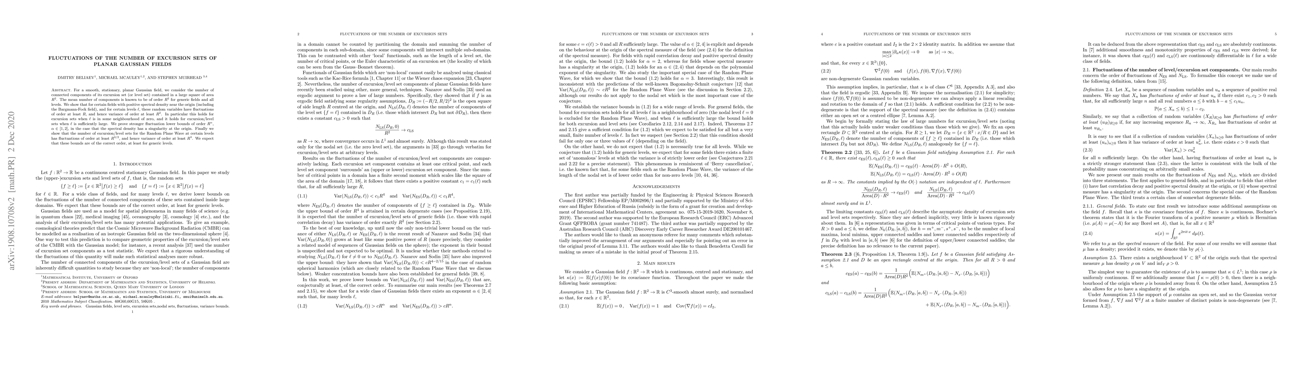 Thumbnail for Fluctuations of the number of excursion sets of planar Gaussian fields