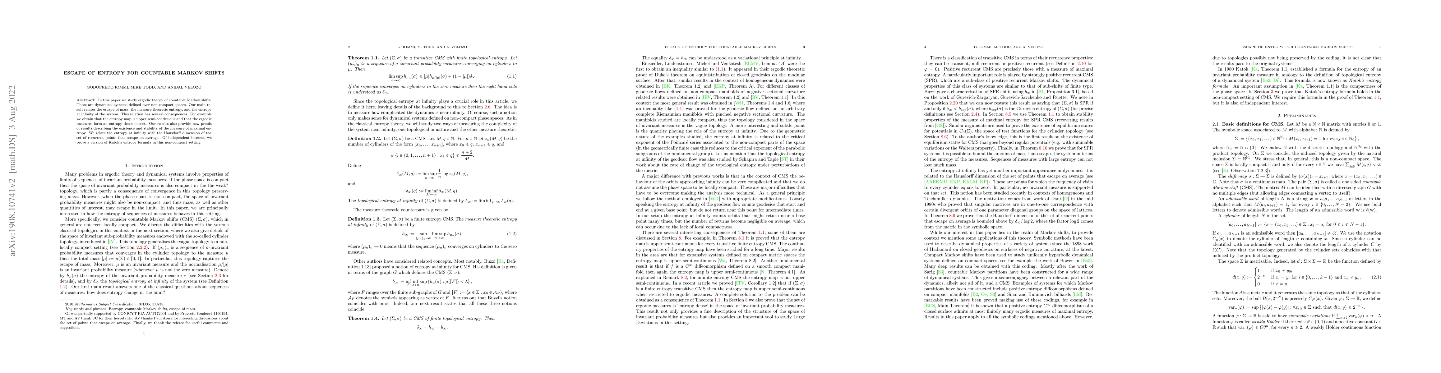 Thumbnail for Escape of entropy for countable Markov shifts