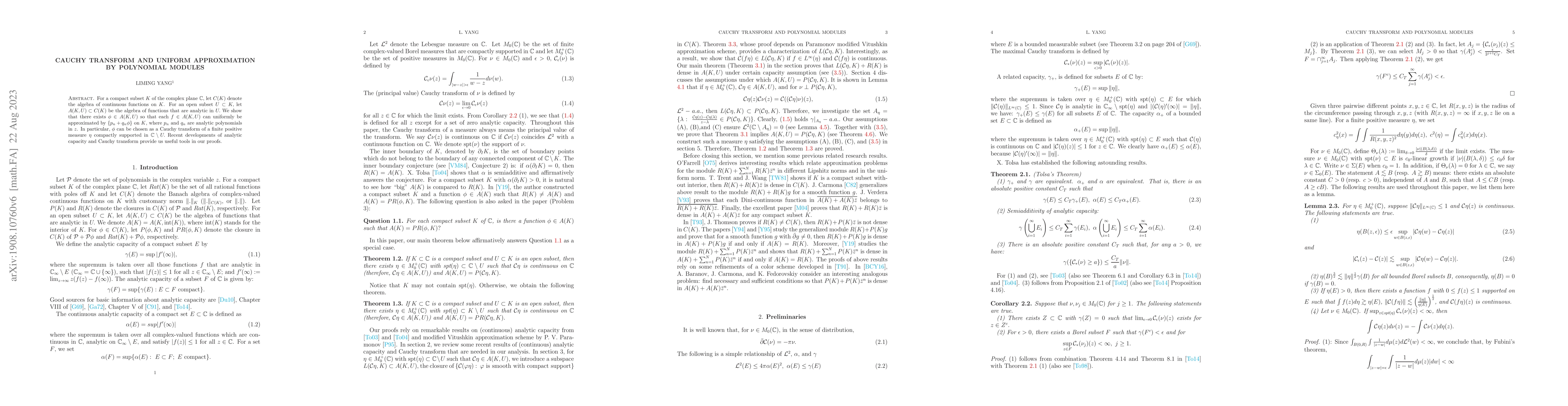 Thumbnail for Cauchy transform and uniform approximation by polynomial modules