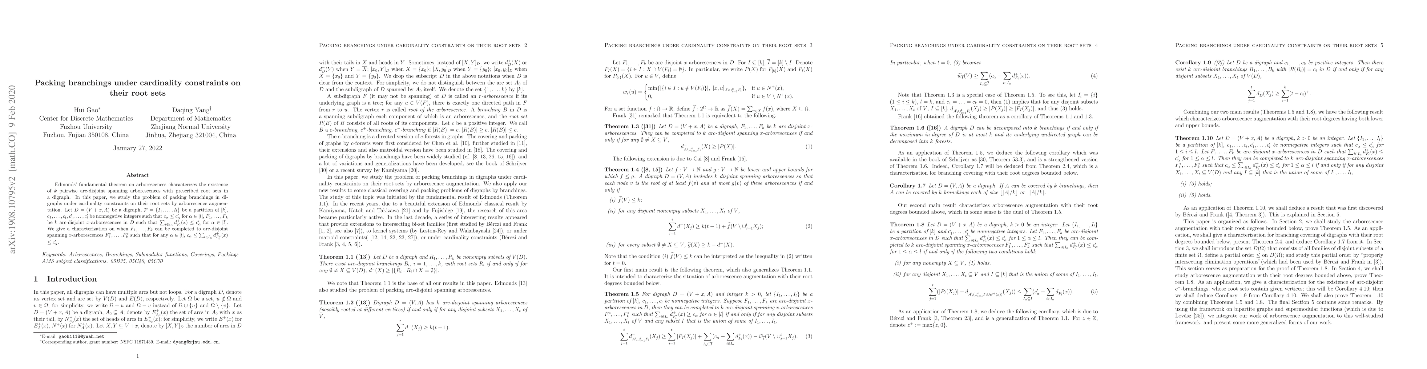 Thumbnail for Packing branchings under cardinality constraints on their root sets