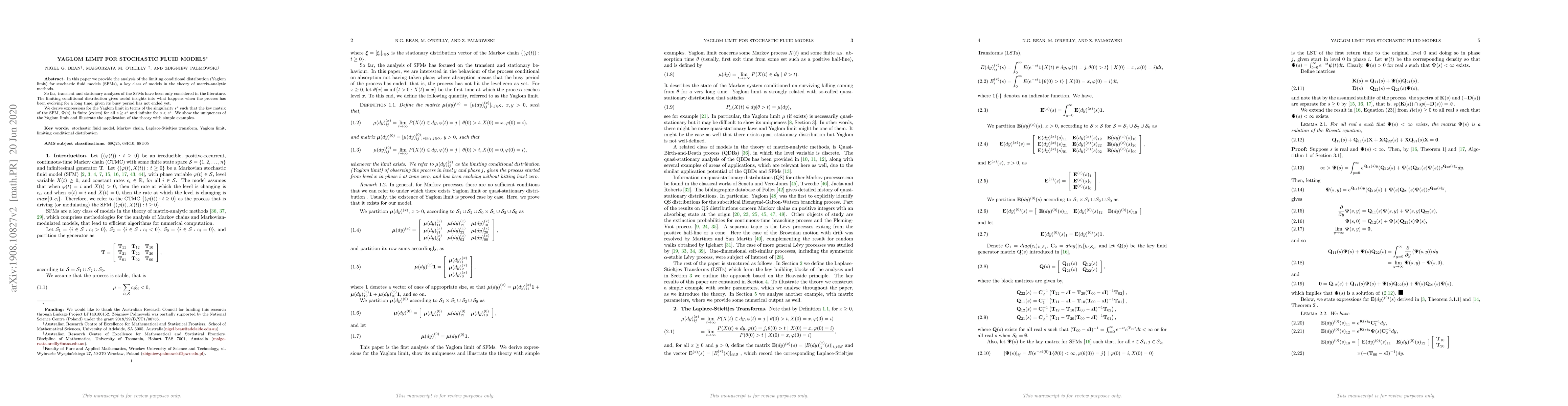 Thumbnail for Yaglom limit for Stochastic Fluid Models