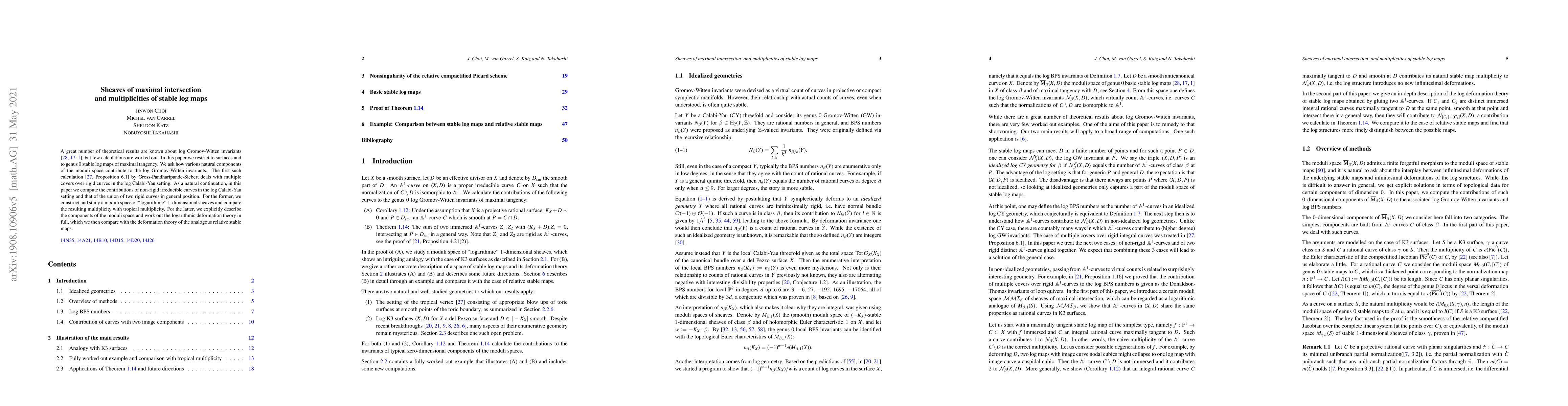 Thumbnail for Sheaves of maximal intersection and multiplicities of stable log maps