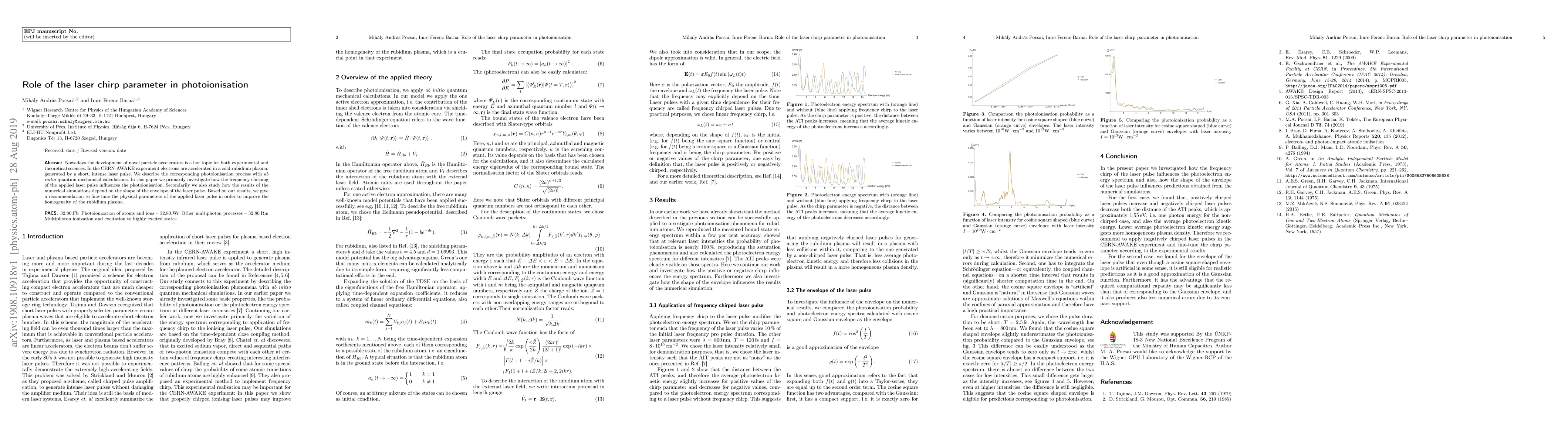 Thumbnail for Role of the laser chirp parameter in photoionisation