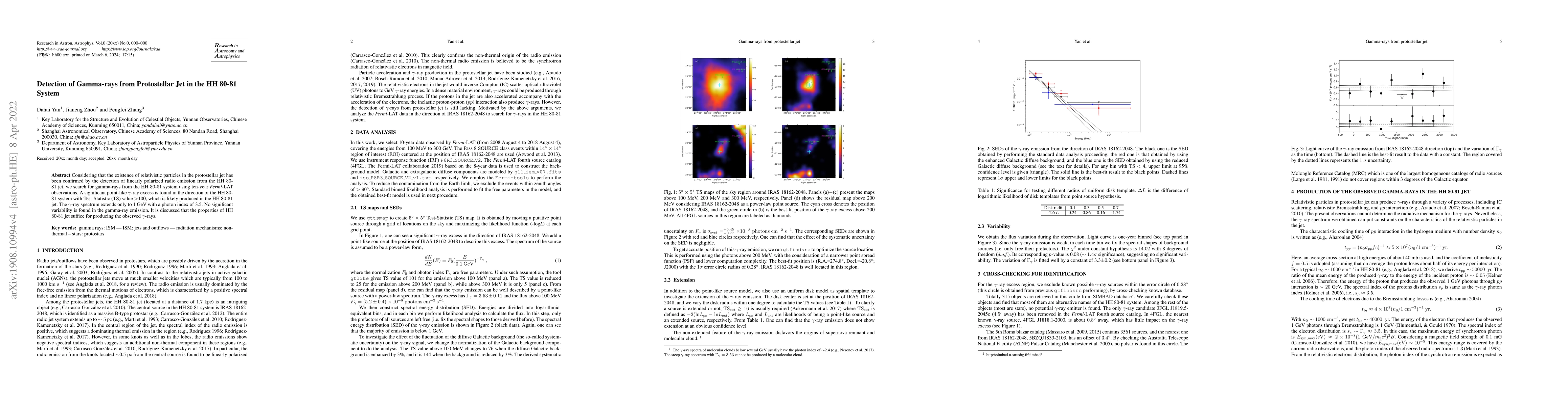 Thumbnail for Detection of Gamma-Rays from the Protostellar Jet in the HH 80-81 System