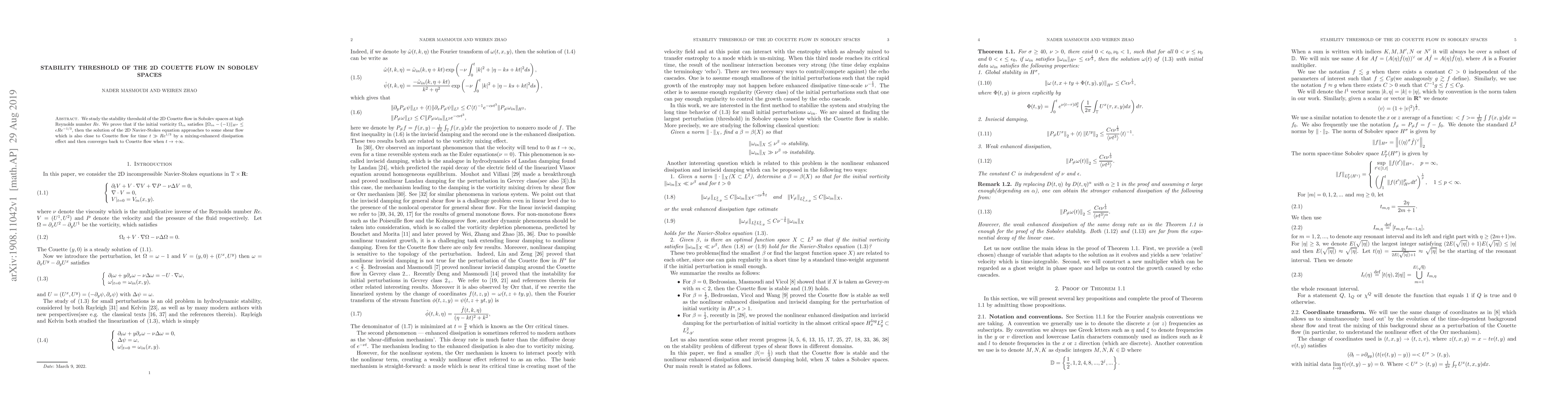 Thumbnail for Stability threshold of the 2D Couette flow in Sobolev spaces