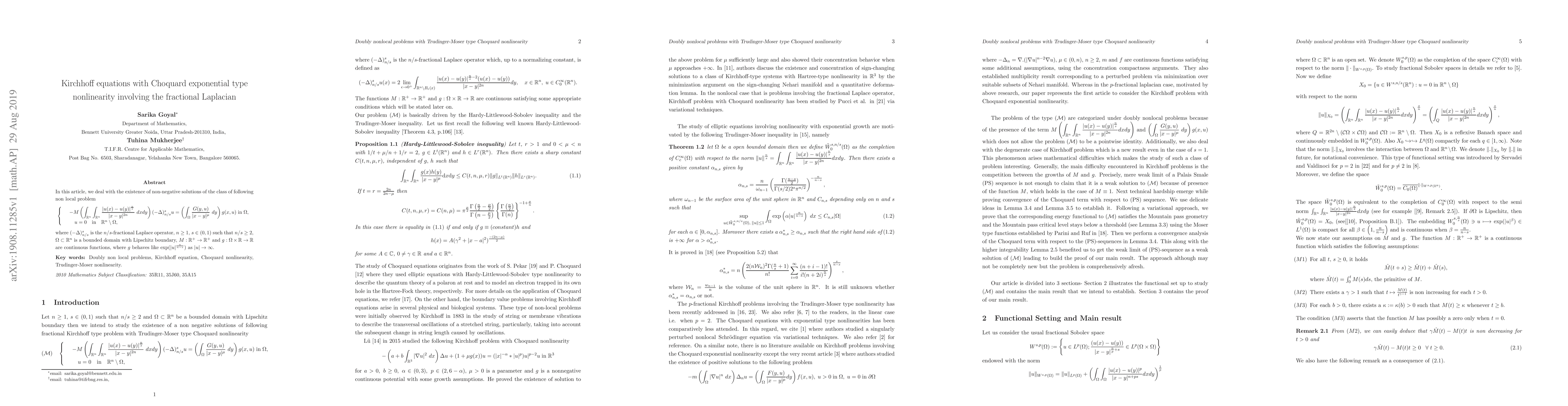 Thumbnail for Kirchhoff equations with Choquard exponential type nonlinearity
  involving the fractional Laplacian