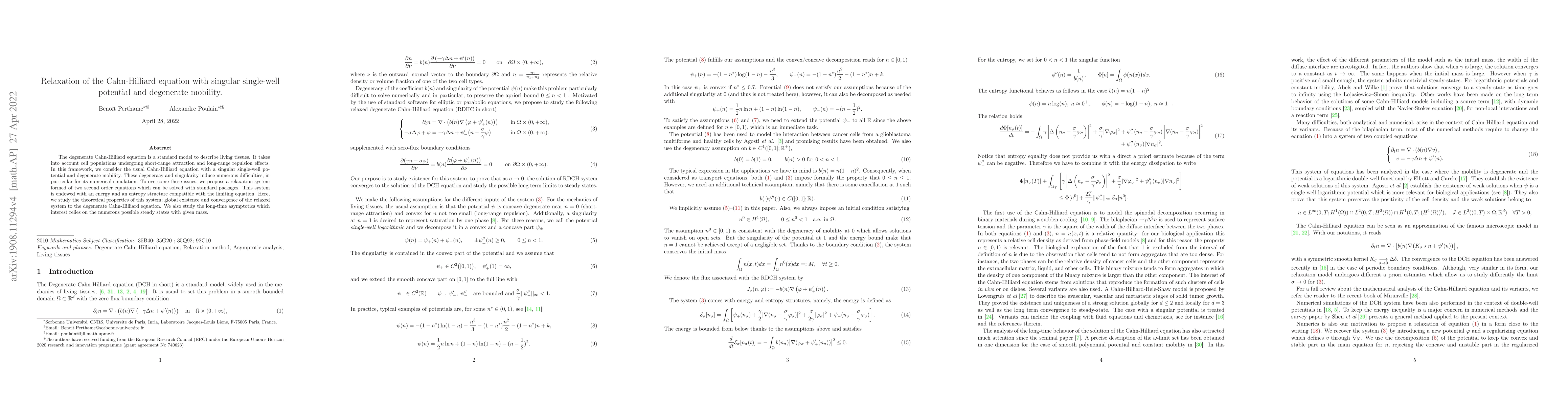Thumbnail for Relaxation of the Cahn-Hilliard equation with singular single-well
  potential and degenerate mobility