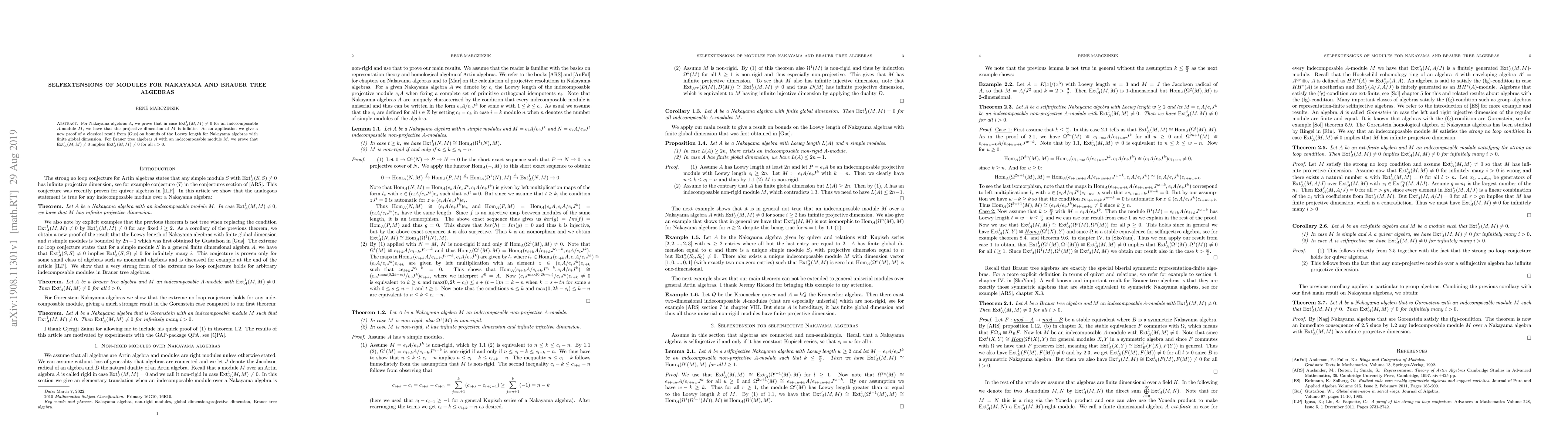Thumbnail for Selfextensions of modules for Nakayama and Brauer tree algebras