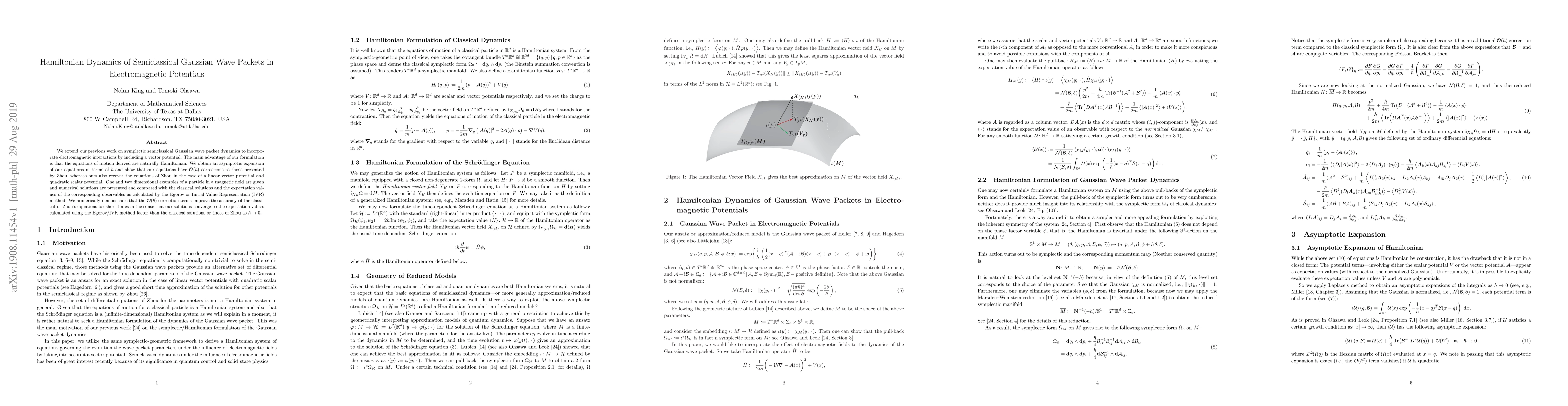 Thumbnail for Hamiltonian Dynamics of Semiclassical Gaussian Wave Packets in
  Electromagnetic Potentials