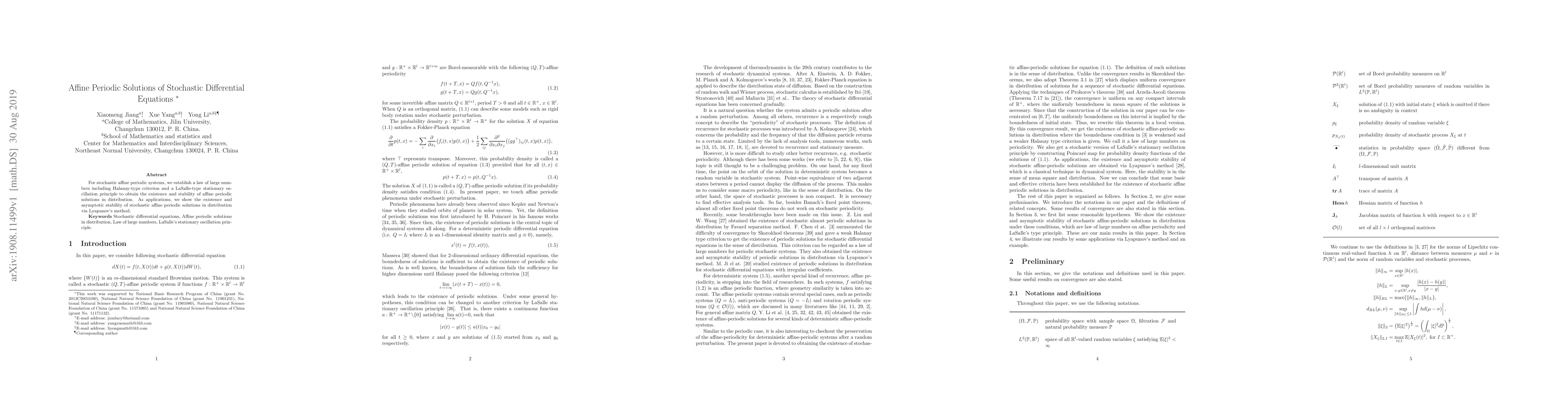 Thumbnail for Affine Periodic Solutions of Stochastic Differential Equations