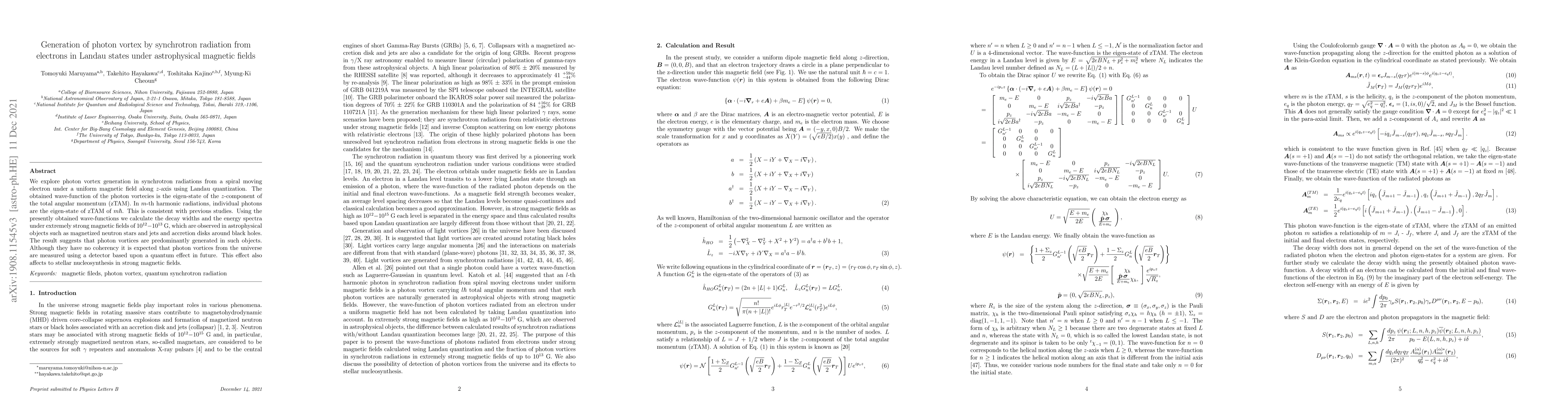 Thumbnail for Photon vortex generation in quantum level by high-order harmonic
  synchrotron radiations from spiral moving electrons in magnetic fields
