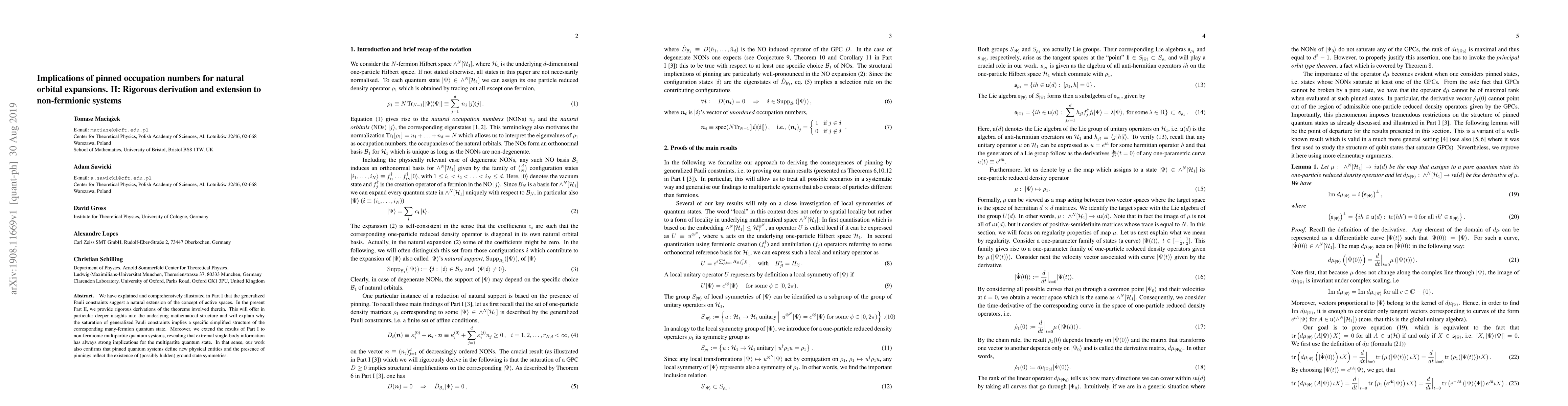 Thumbnail for Implications of pinned occupation numbers for natural orbital
  expansions. II: Rigorous derivation and extension to non-fermionic systems