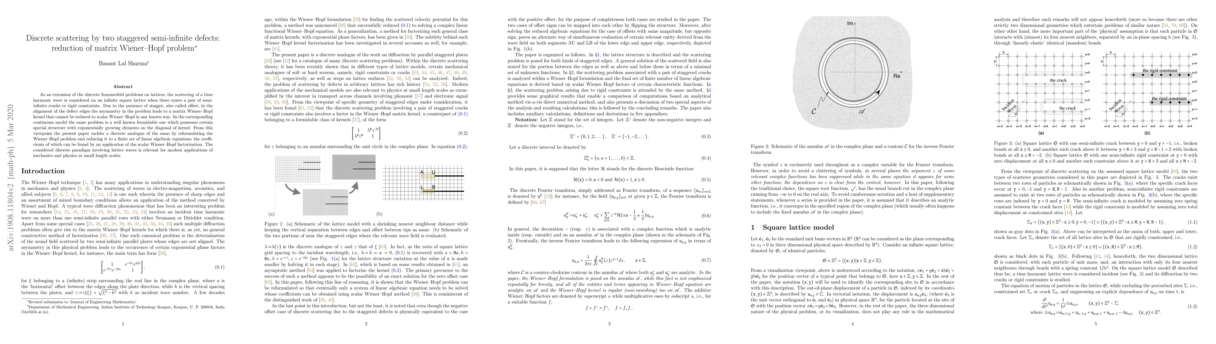 Thumbnail for Discrete scattering by two staggered semi-infinite defects: reduction of
  matrix Wiener-Hopf problem