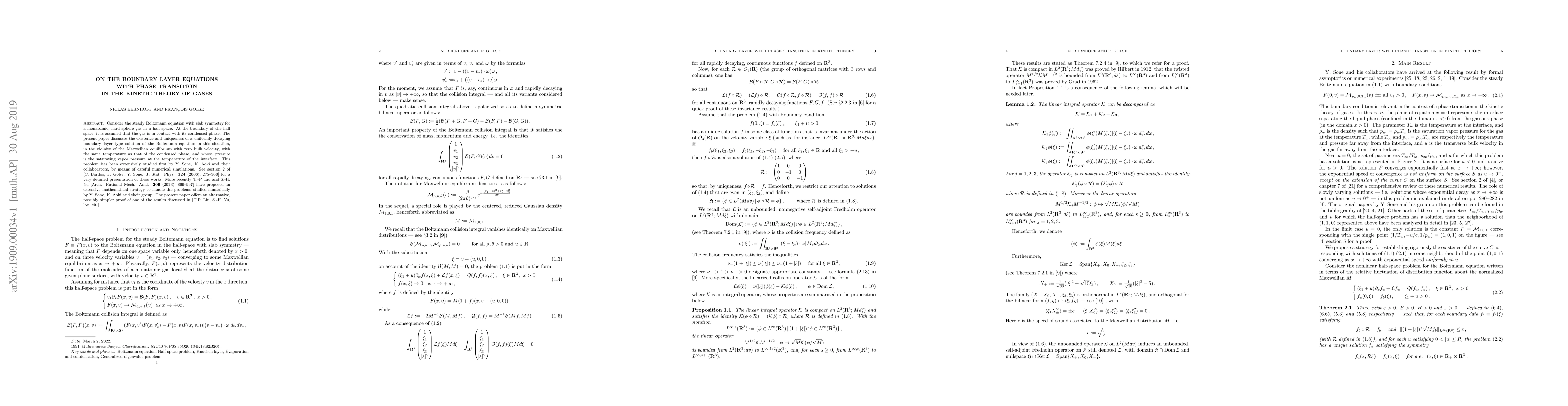 Thumbnail for On the Boundary Layer Equations with Phase Transition in the Kinetic
  Theory of Gases