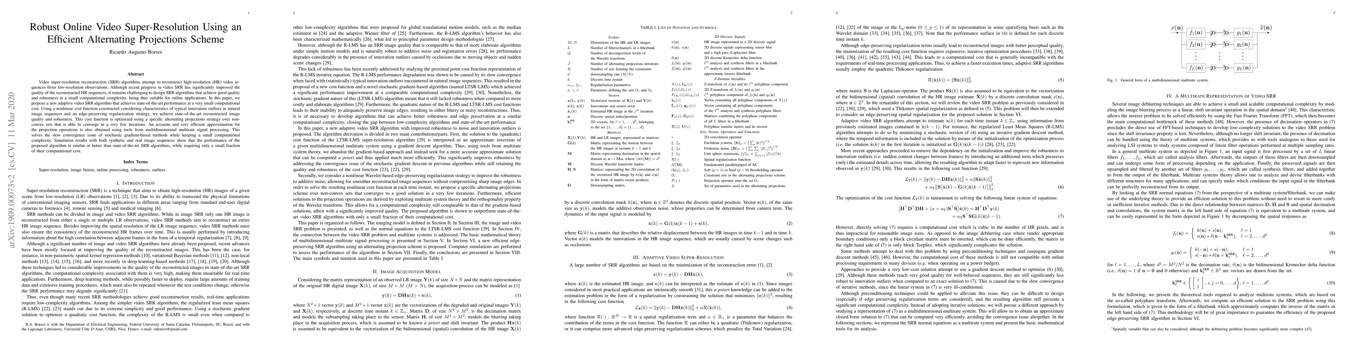 Thumbnail for Robust Online Video Super-Resolution Using an Efficient Alternating
  Projections Scheme