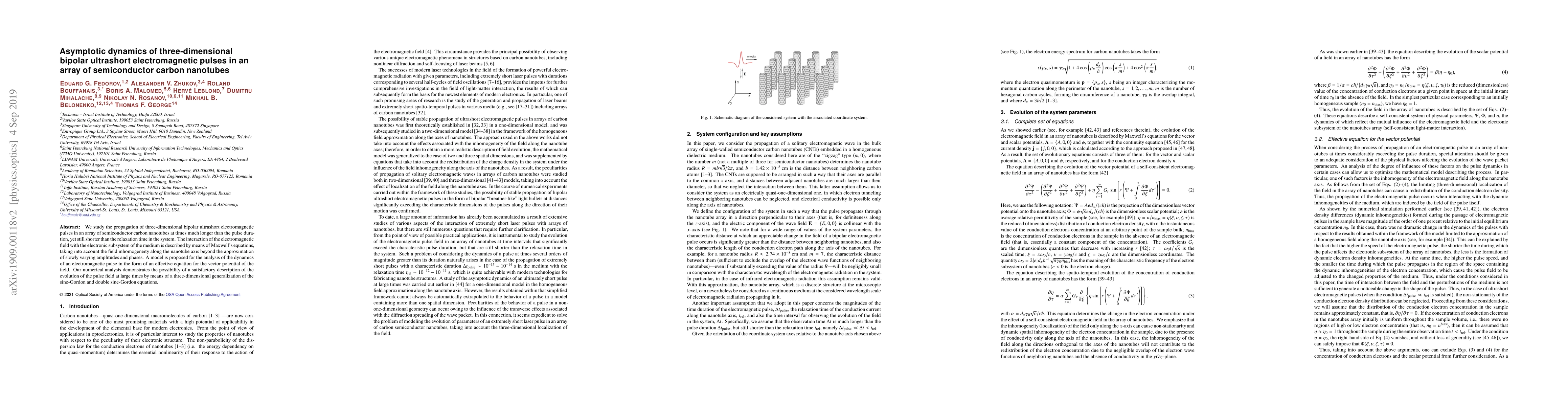 Thumbnail for Asymptotic dynamics of three-dimensional bipolar ultrashort
  electromagnetic pulses in an array of semiconductor carbon nanotubes