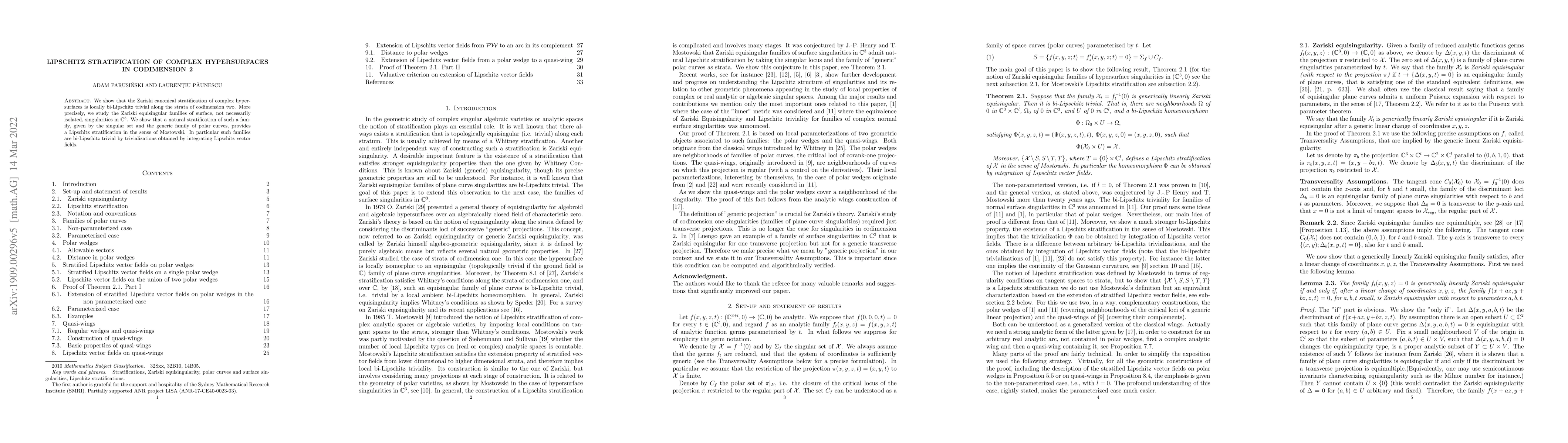 Thumbnail for Lipschitz Stratification of Complex Hypersurfaces in Codimension 2