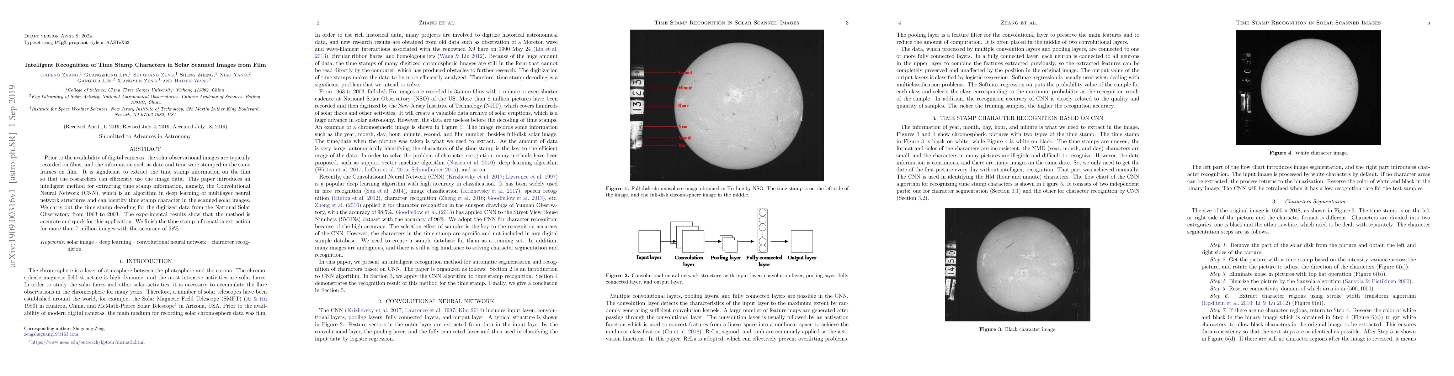 Thumbnail for Intelligent Recognition of Time Stamp Characters in Solar Scanned Images
  from Film
