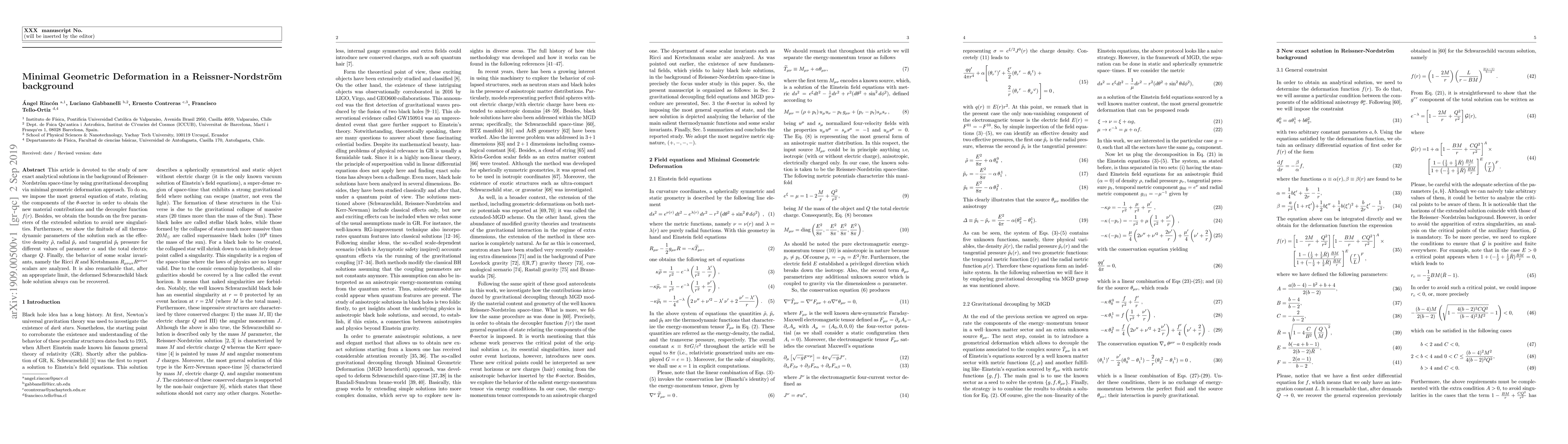 Thumbnail for Minimal Geometric Deformation in a Reissner-Nordstr\"om background