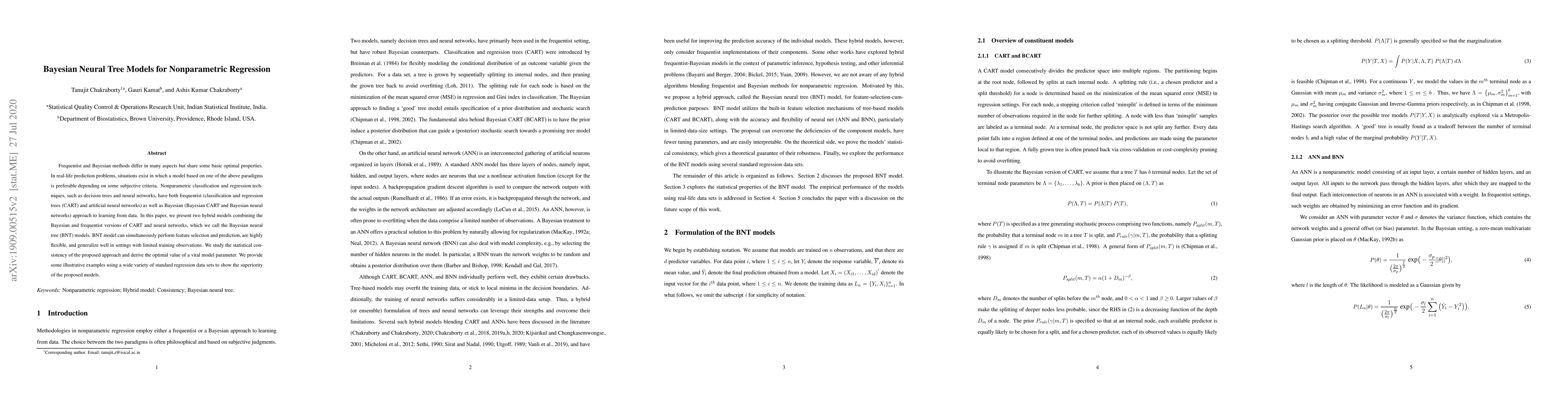Thumbnail for Bayesian Neural Tree Models for Nonparametric Regression