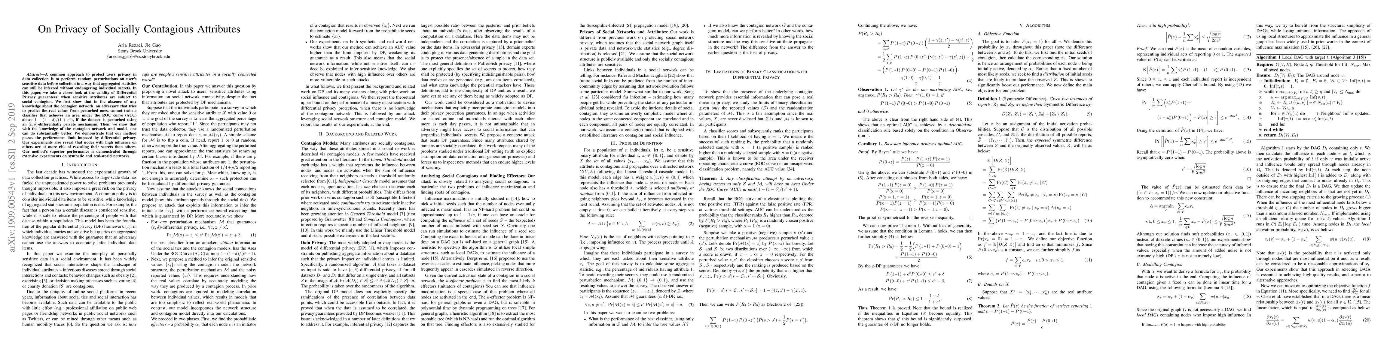 Thumbnail for On Privacy of Socially Contagious Attributes