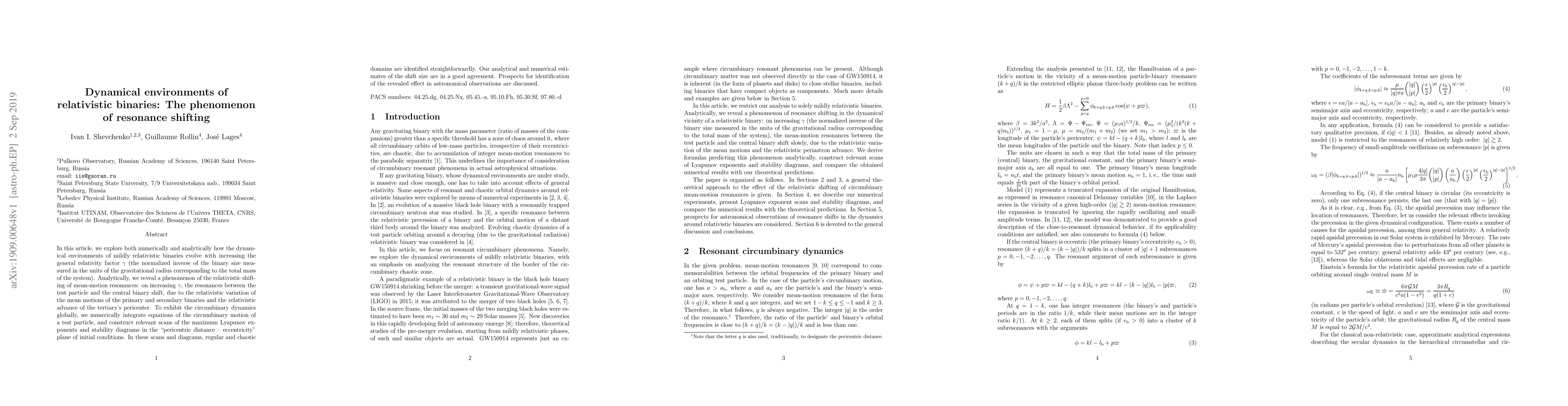 Thumbnail for Dynamical environments of relativistic binaries: The phenomenon of
  resonance shifting