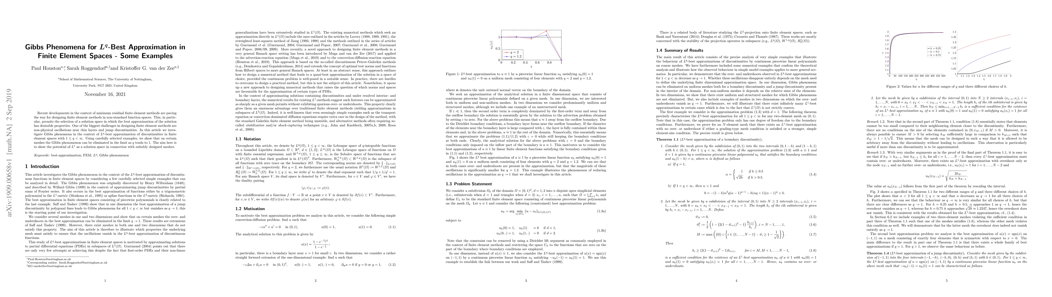 Thumbnail for Gibbs Phenomena for $L^q$-Best Approximation in Finite Element Spaces --
  Some Examples