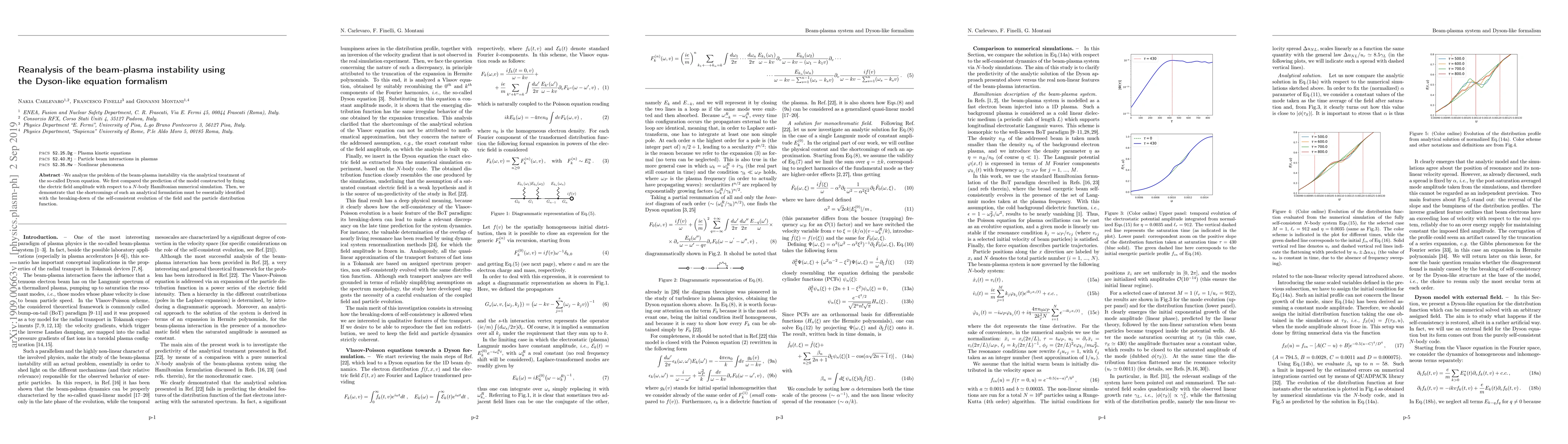 Thumbnail for Reanalysis of the beam-plasma instability using the Dyson-like equation
  formalism
