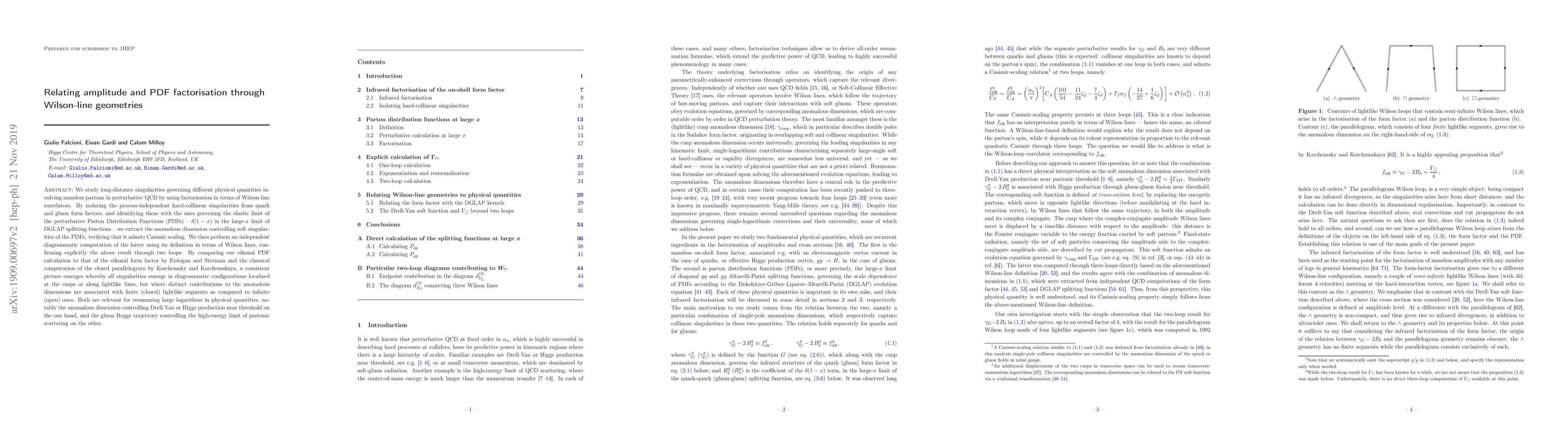Thumbnail for Relating amplitude and PDF factorisation through Wilson-line geometries