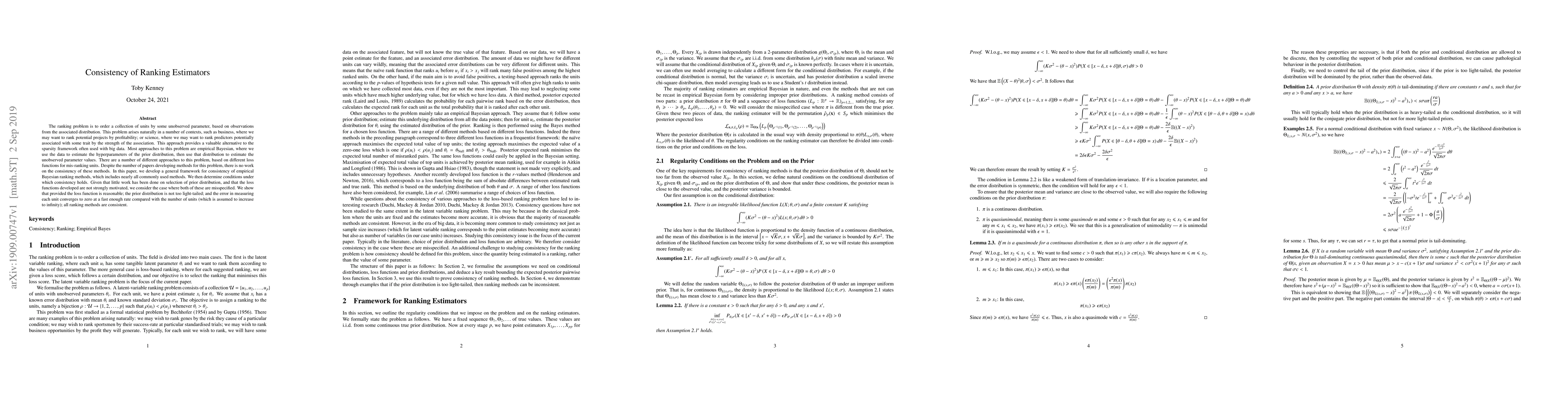 Thumbnail for Consistency of Ranking Estimators