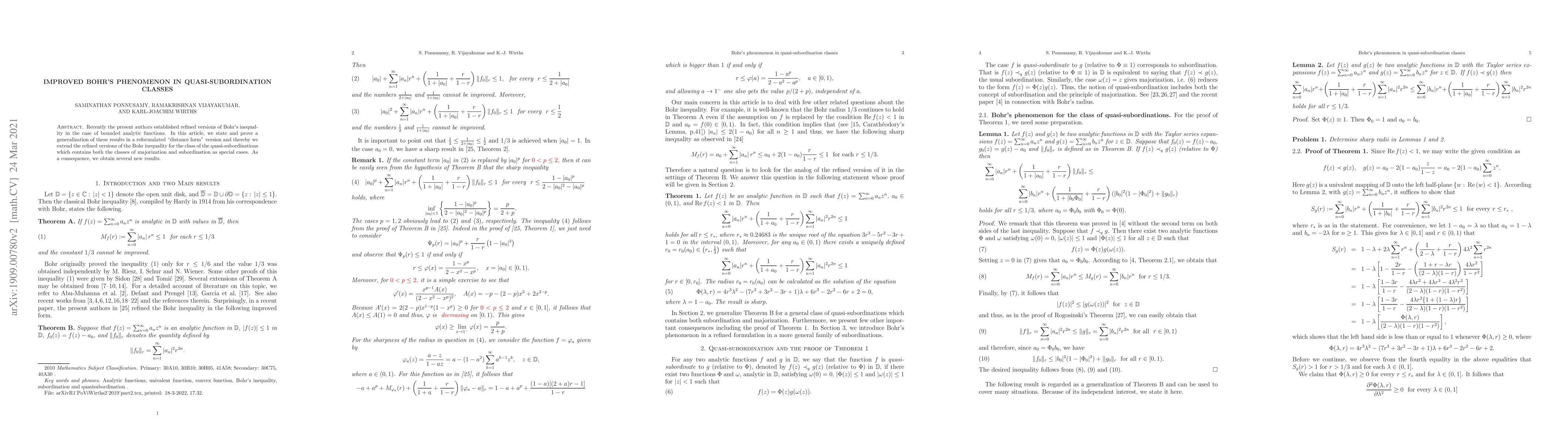 Thumbnail for Improved Bohr's phenomenon in quasi-subordination classes
