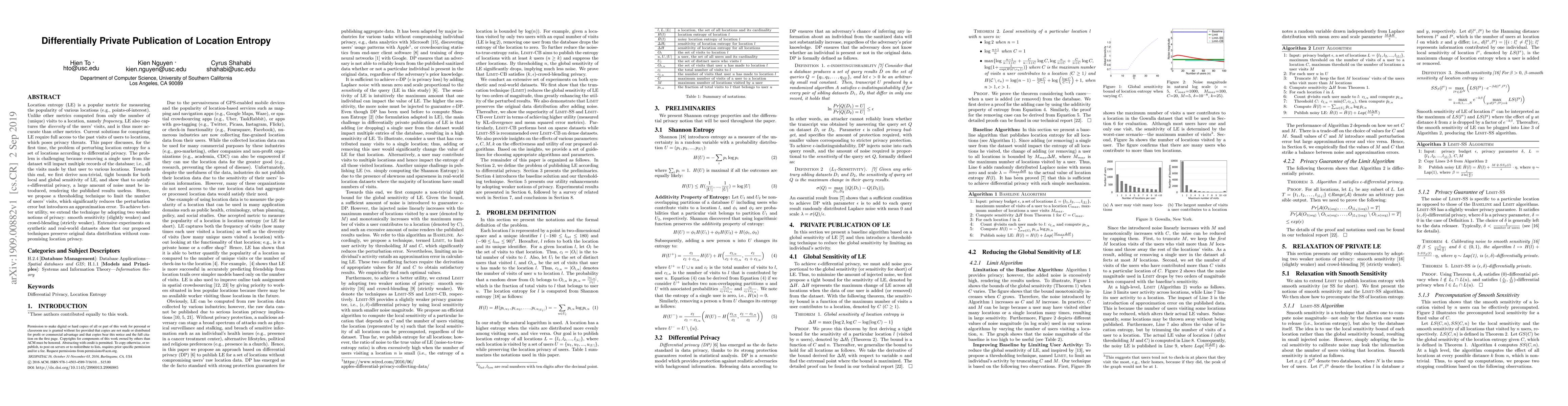 Thumbnail for Differentially Private Publication of Location Entropy