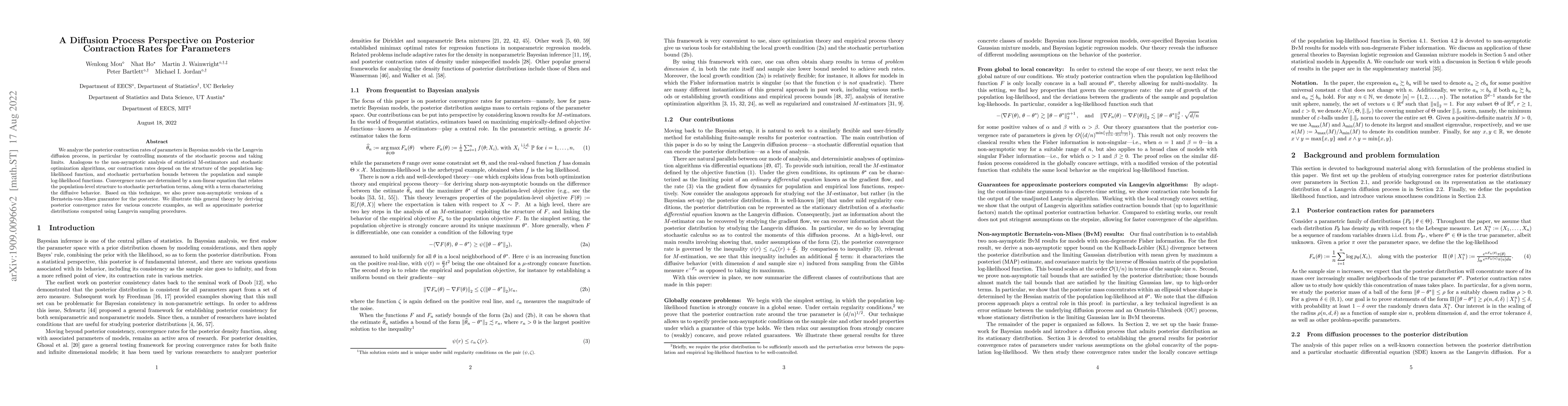 Thumbnail for A Diffusion Process Perspective on Posterior Contraction Rates for
  Parameters