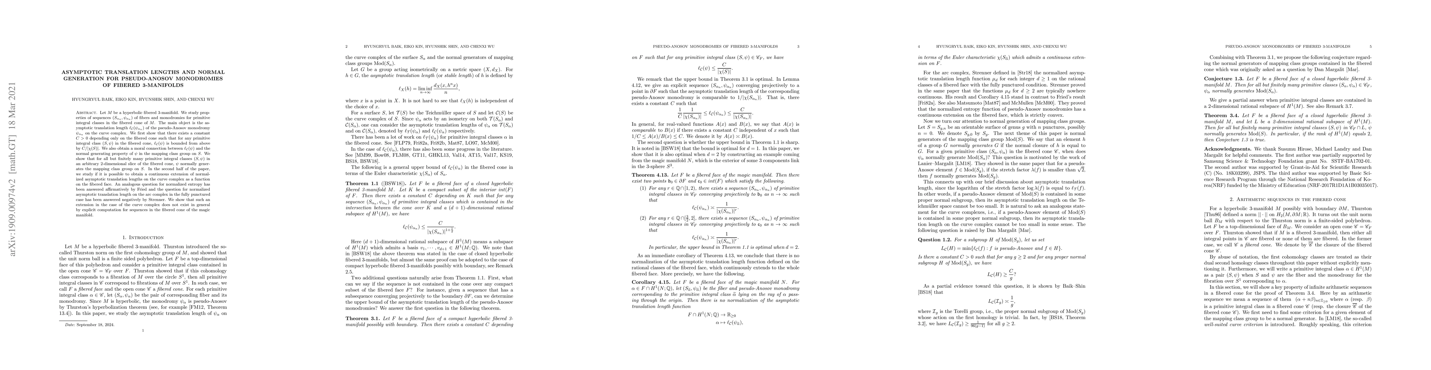 Thumbnail for Asymptotic translation lengths and normal generation for pseudo-Anosov
  monodromies of fibered 3-manifolds