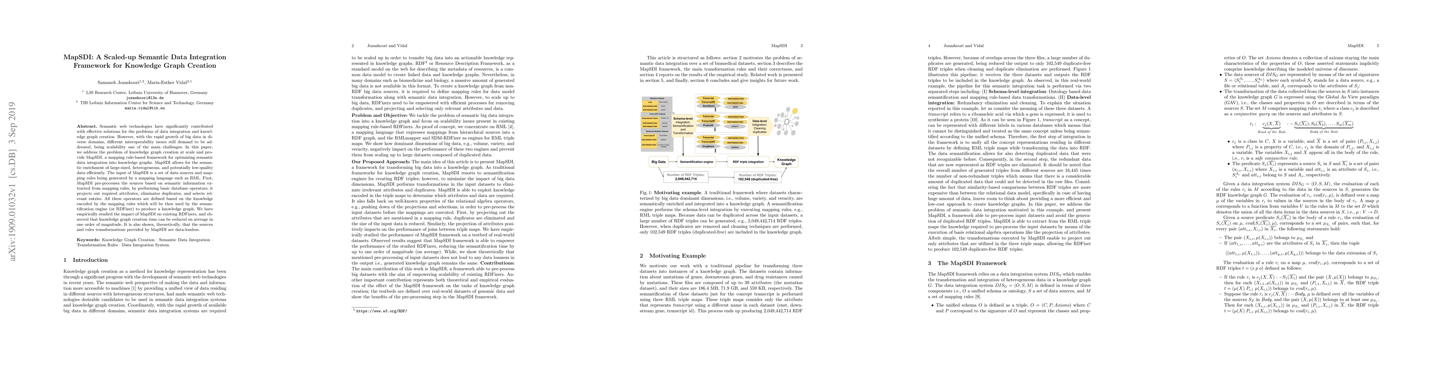 Thumbnail for MapSDI: A Scaled-up Semantic Data Integration Framework for Knowledge
  Graph Creation