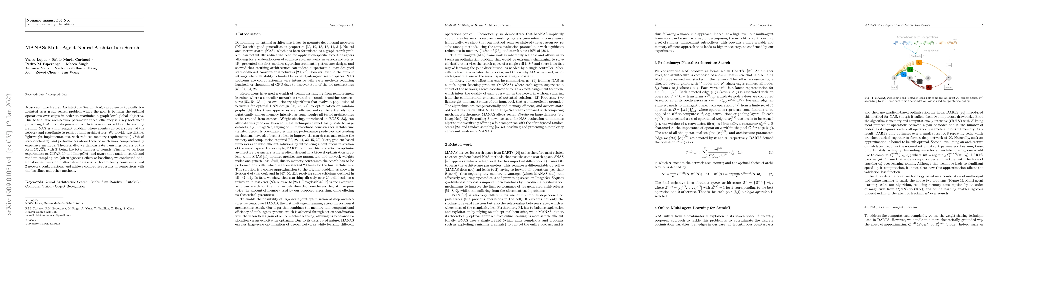 Thumbnail for MANAS: Multi-Agent Neural Architecture Search