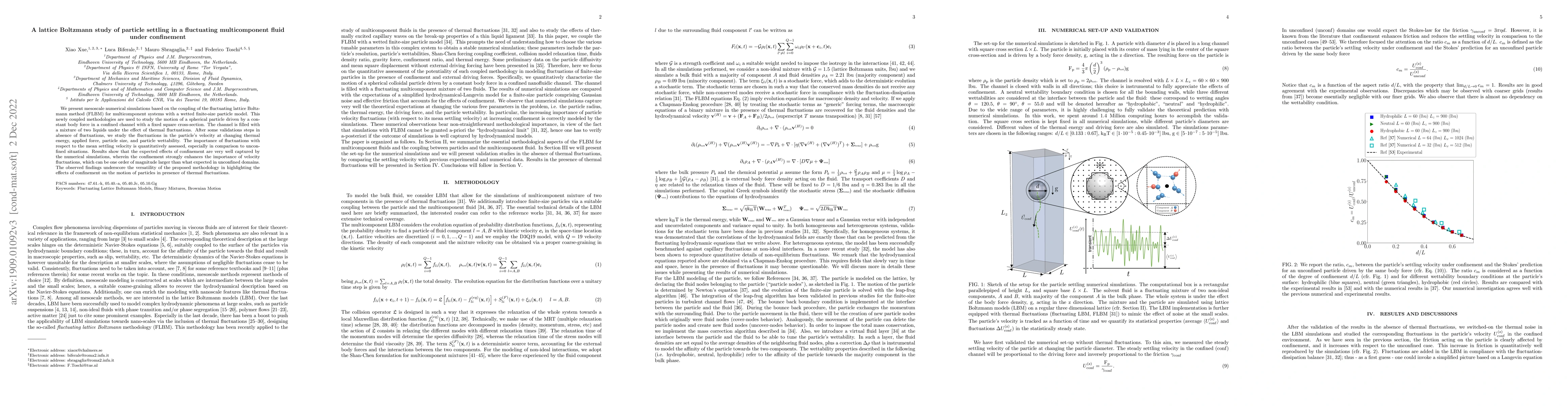 Thumbnail for A lattice Boltzmann study of particle settling in a fluctuating
  multicomponent fluid under confinement