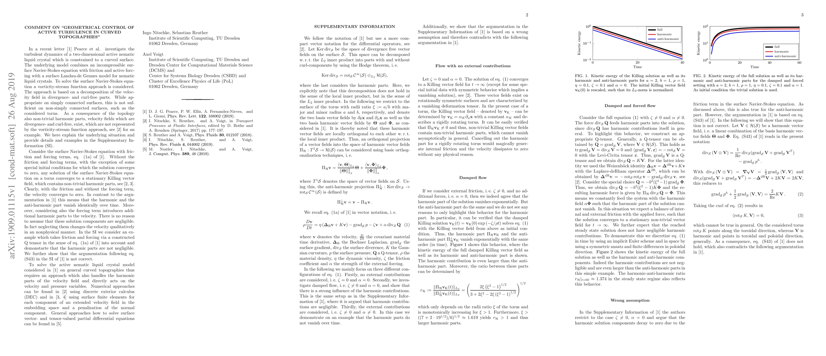 Thumbnail for Comment on Geometrical Control of Active Turbulence in Curved
  Topographies