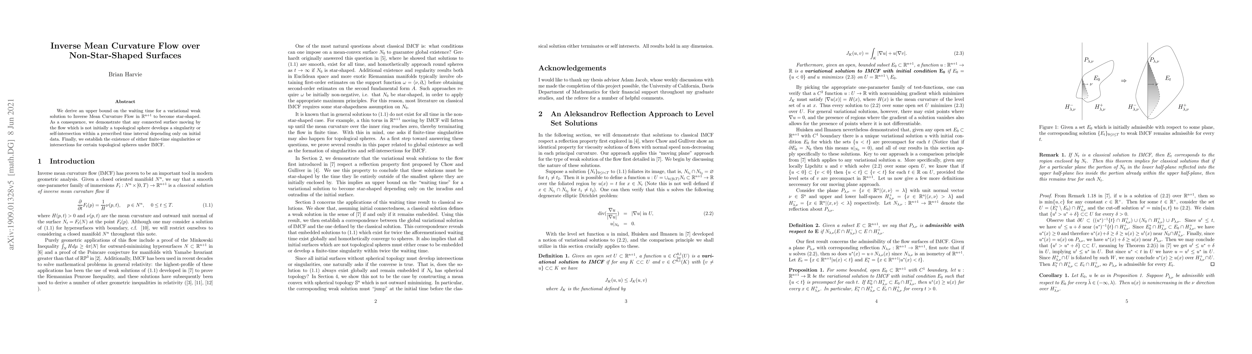 Thumbnail for Inverse Mean Curvature Flow over Non-Star-Shaped Surfaces