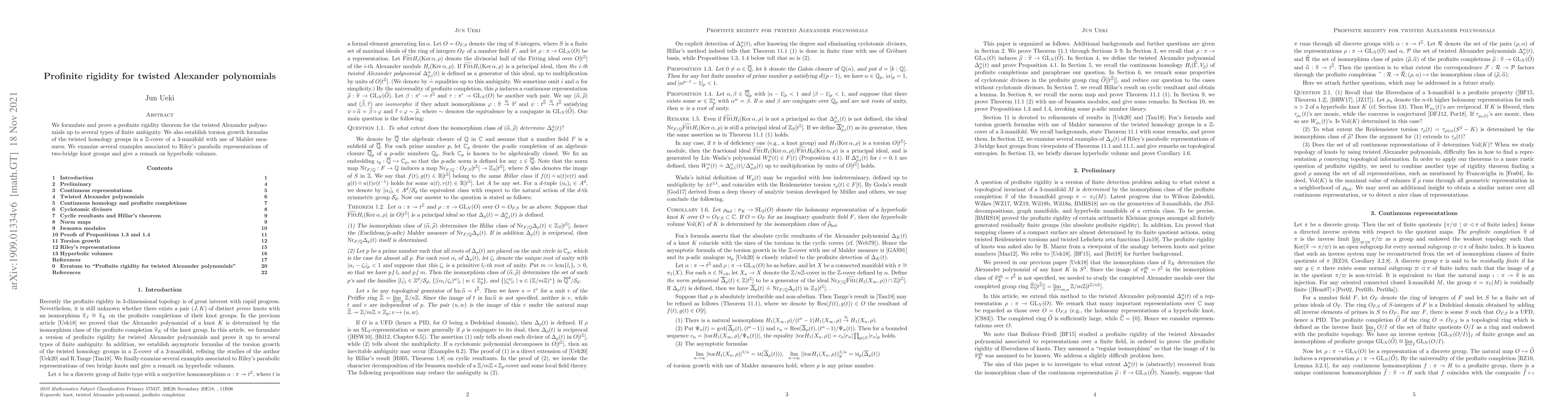 Thumbnail for Profinite rigidity for twisted Alexander polynomials