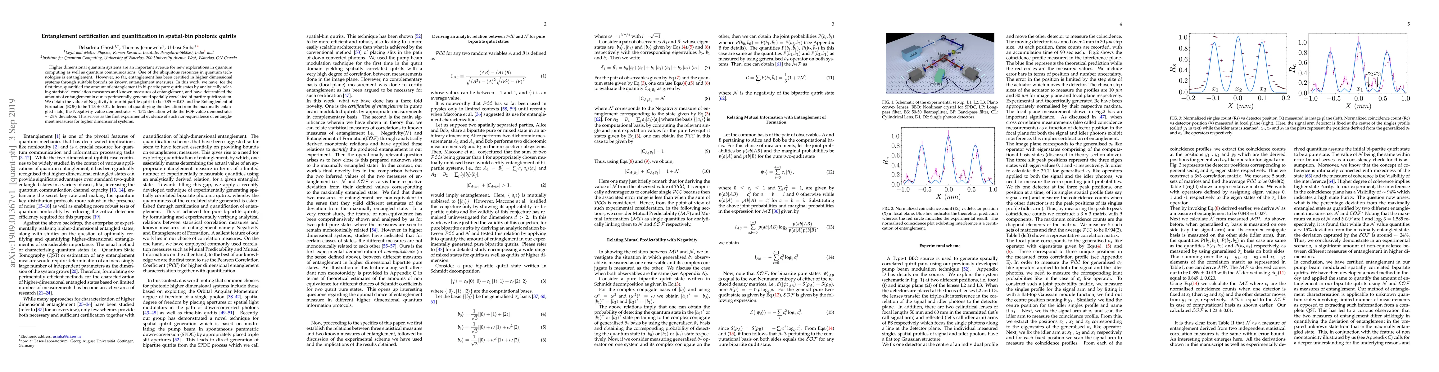 Thumbnail for Entanglement certification and quantification in spatial-bin photonic
  qutrits
